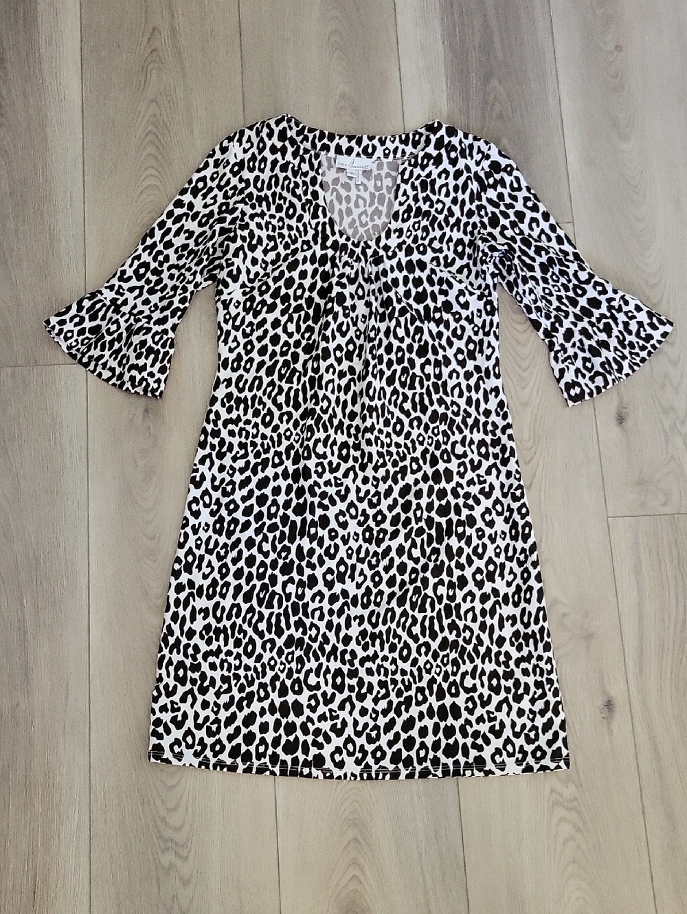 Jude Connally Black and White Leopard Midi Dress